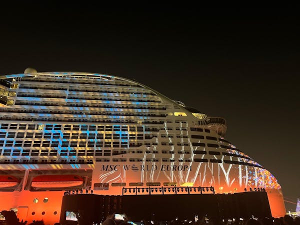 Art projection on MSC World Europa in Doha (Photo Kerry Spencer)