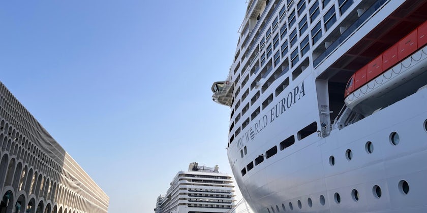 MSC World Europa and MSC Poesia in Doha (Photo Kerry Spencer)