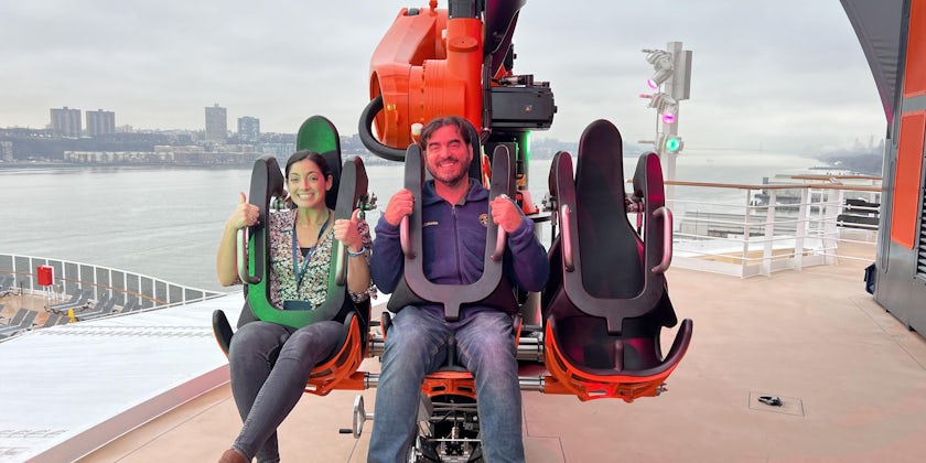 Robotron ride on MSC Seascape with Jorge Oliver and Marilyn Borth (Photo/Chris Gray Faust)