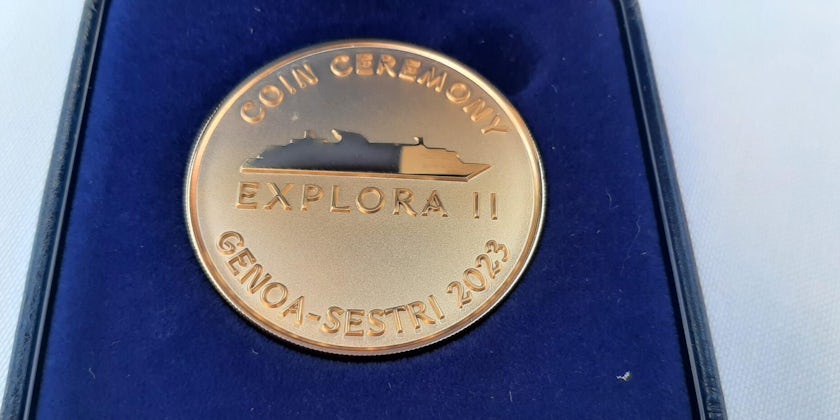 Coin for coin ceremony for Explora Journeys Explora II (Photo: Jeannine Williamson)