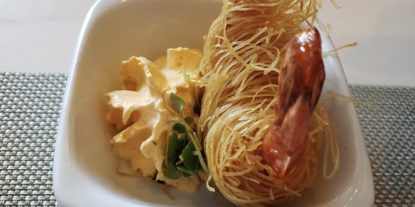 Shrimp Kataifi dish at Wonderland on Harmony of the Seas