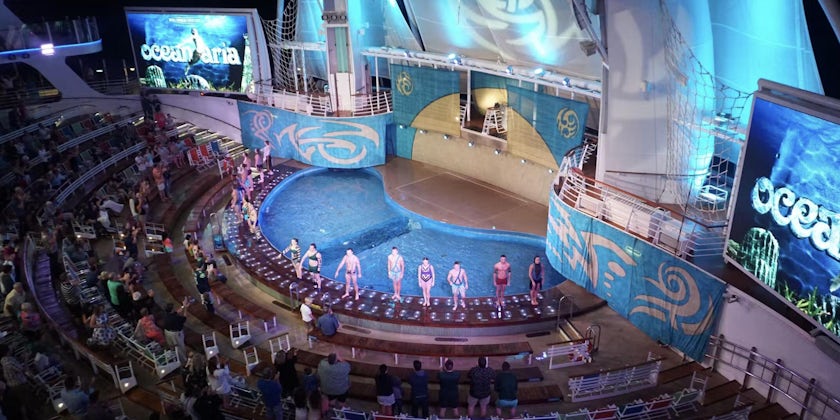 View of Allure of the Seas' Aquatheater from an Aquatheater Suite balcony