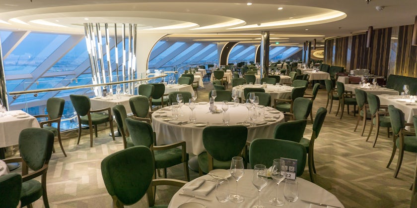 The MSC Yacht Club Restaurant aboard MSC World Europa offers commanding views from Deck 20. (Photo: Aaron Saunders)