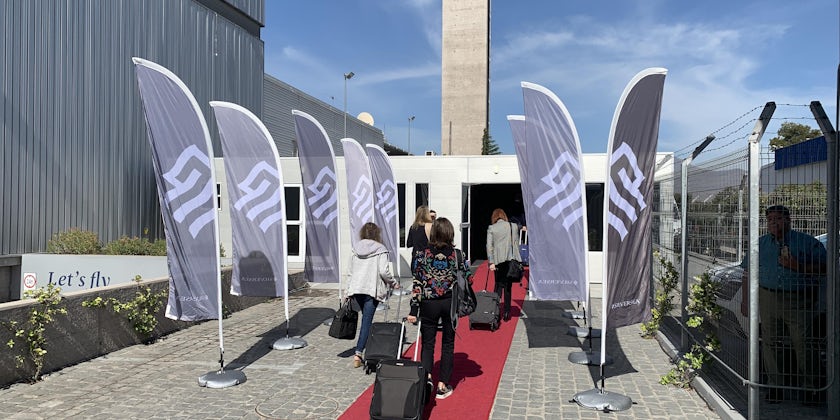Passengers take the red carpet to Silversea's private terminal at Santiago Airport, Chile (Photo: Adam Coulter)