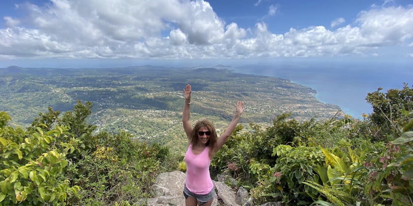 Jo Kessel reaches the top of the Pitons in St Lucia (Photo: Jo Kessel)