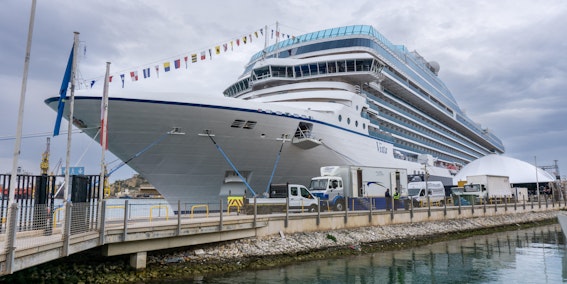 Oceania's new Vista docked alongside in Valletta, Malta on May 8, 2023 (Photo: Aaron Saunders)