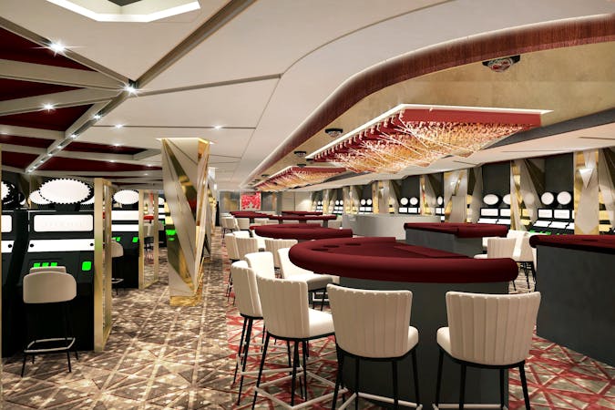 Celebrity Ascent's glamorous new casino featuring a palette of red and gold (Photo: Celebrity Cruises)