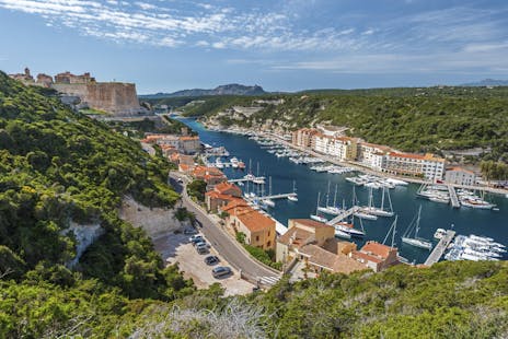 Scenic cruising Strait of Bonifacio port