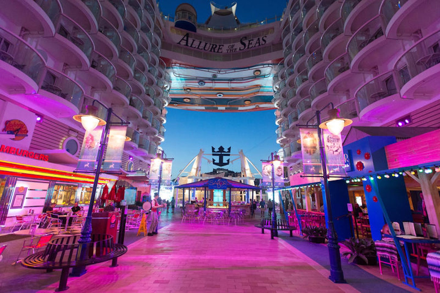 cruise ship with boardwalk