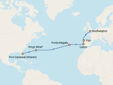 Celebrity Apex Cruise Itinerary to Transatlantic on October 18, 2026