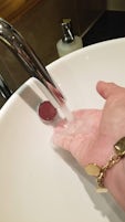 It was impossible to get your hands under the faucet, about 1/4 of my fingers were all theat could get rinsed under the water. 