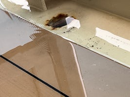 Clogged drain on balcony causing stateroom flooding.