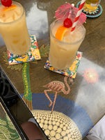 Enjoying cocktails at a cute street-side bar in Aruba