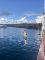 My husband jumping off the side of the boat! 