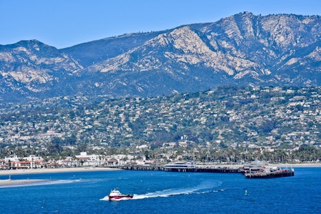 View of the Santa Barbara Harbor from the Majestic Princess at anchor