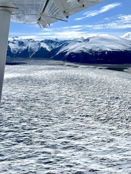 Sea plane view over glacier