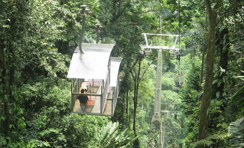the aerial train in the Costa Rican rainforest