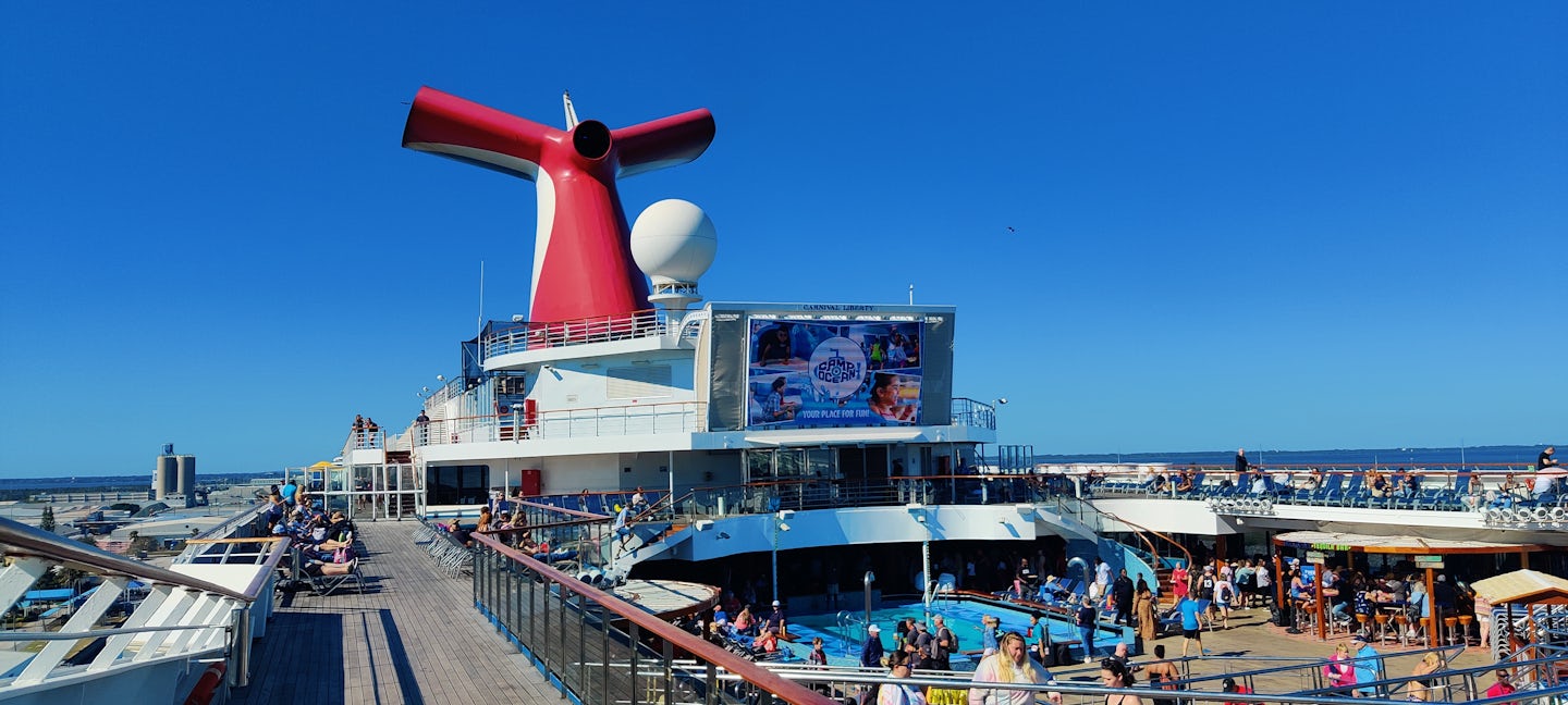 Lido deck and the dive in movie screen. 