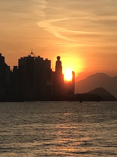 Hong Kong at sunset from Silver Muse
