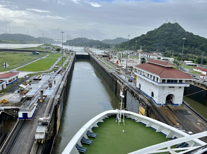 Entering a lock in the original Panama Canal. 