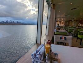 The Garden Cafe on Star is unique that goes across both sides of the ship - very handy when it's too cold to appreciate the scenery outdoors!
