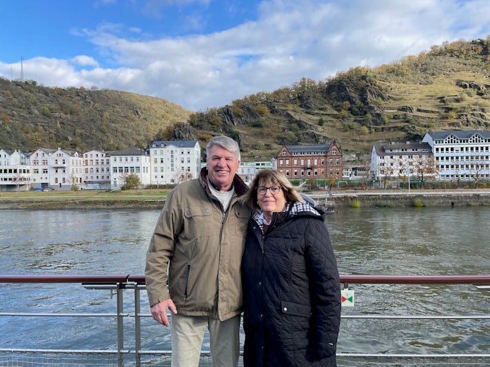 Daylight sailing on on a scenic portion of the Rhine River.