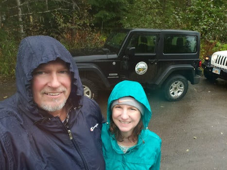 With our Jeep on our off road excursion in Ketchikan