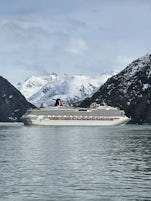 Carnival Splendor in front of South Sawyer Glacier from the small boat tour in Tracy Arm Fjord.