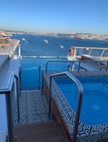 Infinity pool at the back of ship, while docked in Istanbul. 