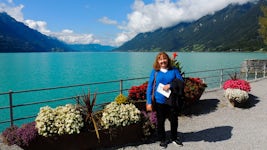 Highlights of Switzerland; by the lake in Bernz, Switzerland on the bus drive to Zurich.