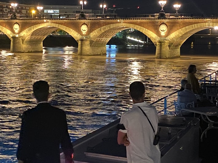 Sailing under a Bordeaux bridge