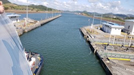 Passing through to Gatun Lake, exiting the last of the first set of locks