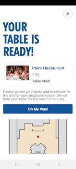 Check in for dinner on the app and they let you know your table number.