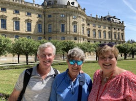 In the garden of the Prince Bishop’s Palace with friends, Susan and Jeff.