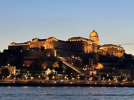 Buda Castle on our 1-hour night cruise along the Danube in Budapest.