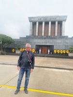 This is me standing in from of Ho Chi Minh's mausoleum in Hanoi, Vietnam.