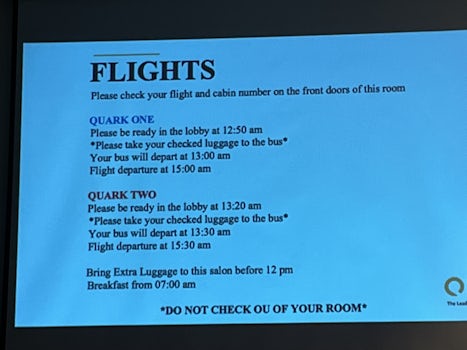 Flight information provided the day before our flight