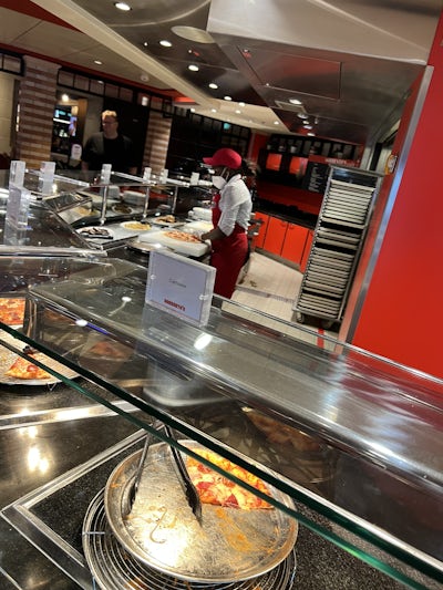 This staff member was all alone making pizzas, cooking pizzas, serving pizzas...alone! I found Im guessing was a manager and asked him. He shrugged but did eventually helped the poor girl. Acting like it was so be beneath him. 