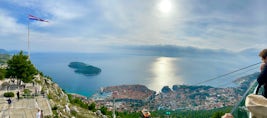 Dubrovnik and its walled city, as seen from the top of the cable car