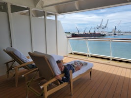 This is the large balcony on a Haven Aft suite