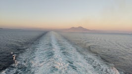 Leaving Naples, Italy. Mount Vesuvius in the background 