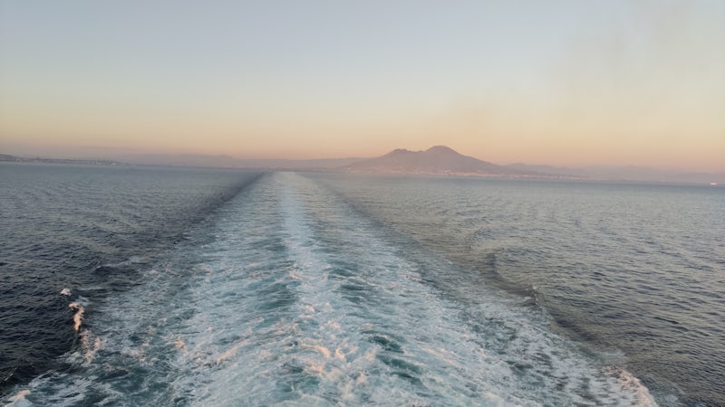Leaving Naples, Italy. Mount Vesuvius in the background 