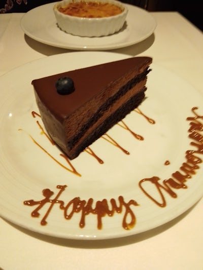 anniversary cake at main restaurant