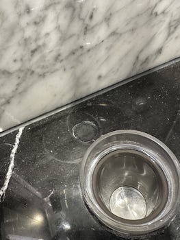 Water stained bath counter