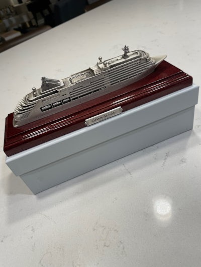 Silver Spirit ship model. 