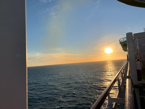 Sunset at the ship deck