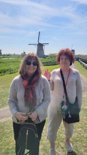 My cousin Gina and I enjoying our windmill tour.