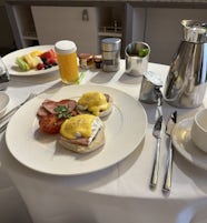 Shipboard dining: complementary venues La Terraza, The Grill, Atlantide, Silver Note and eggs Benedict room service breakfast!