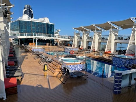 Pool area at 8:00 am on a reduced capacity ship