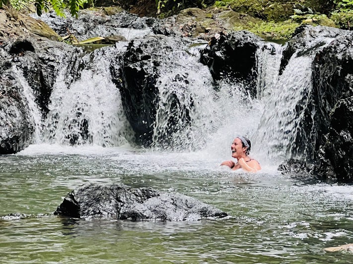 Swimming in the river in Corcovado National Park.